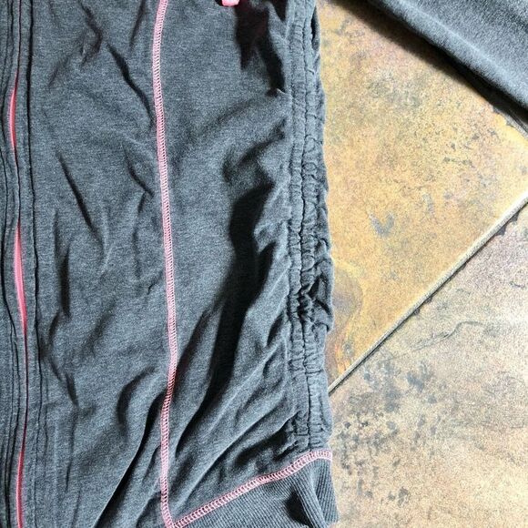 Motherhood Maternity Gray Pink Hoodie Zip Up Ruching Side Jacket Medium - Picture 2 of 9